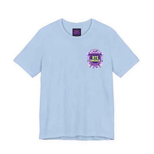 BTS Comeback T-Shirt — K-Pop Fan Tee (Purple Alarm Design)