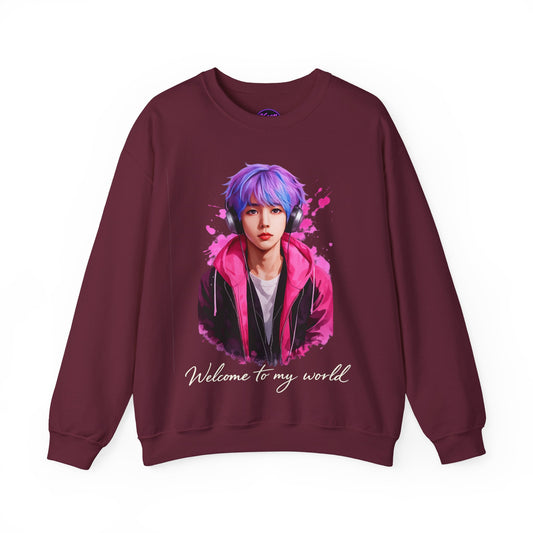 Welcome To My World Crewneck Sweatshirt — Artistic Portrait Graphic
