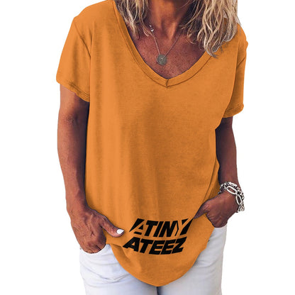 *PROMO*New V Neck Short-sleeve Women Shirt Printed ATİNY,A*T*E*E*Z