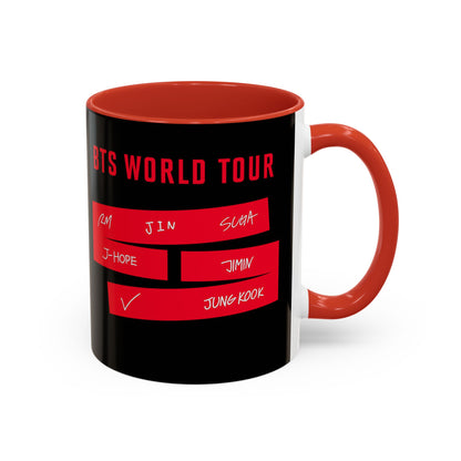 BTS World Tour Accent Coffee Mug – Member Name Red Strips (11/15oz)