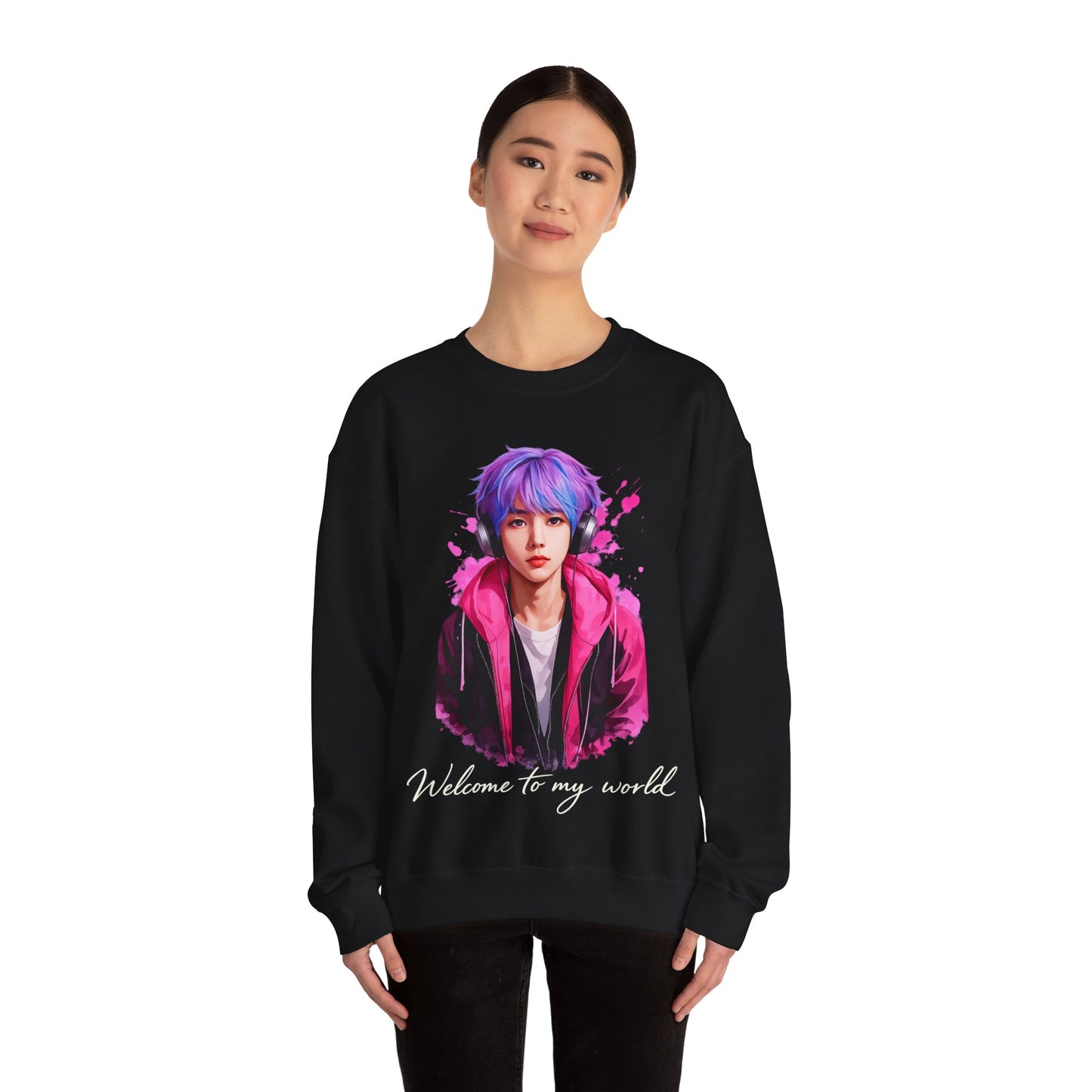 Welcome To My World Crewneck Sweatshirt — Artistic Portrait Graphic