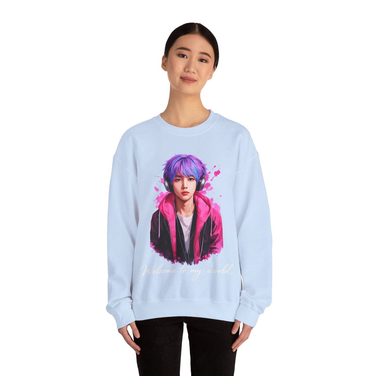 Welcome To My World Crewneck Sweatshirt — Artistic Portrait Graphic