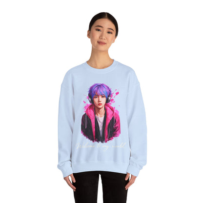 Welcome To My World Crewneck Sweatshirt — Artistic Portrait Graphic