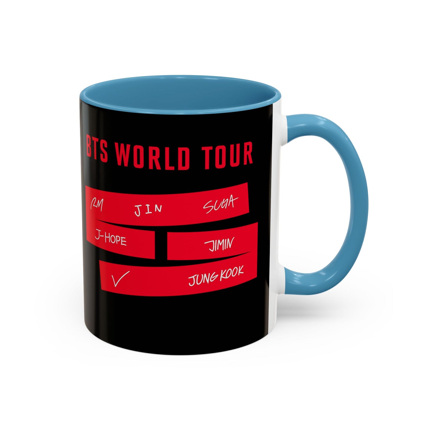 BTS World Tour Accent Coffee Mug – Member Name Red Strips (11/15oz)