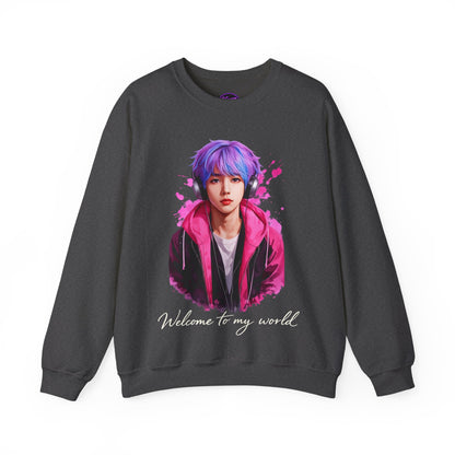 Welcome To My World Crewneck Sweatshirt — Artistic Portrait Graphic