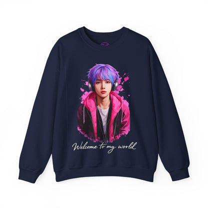 Welcome To My World Crewneck Sweatshirt — Artistic Portrait Graphic
