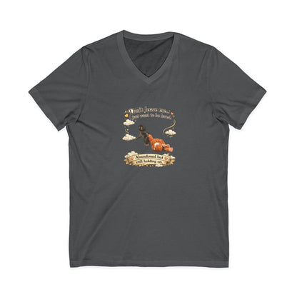 Hug for Punch! Cute Hedgehog & Lion Graphic V-Neck Tee — "Abandoned But Loved"