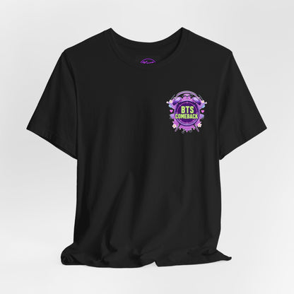 BTS Comeback T-Shirt — K-Pop Fan Tee (Purple Alarm Design)