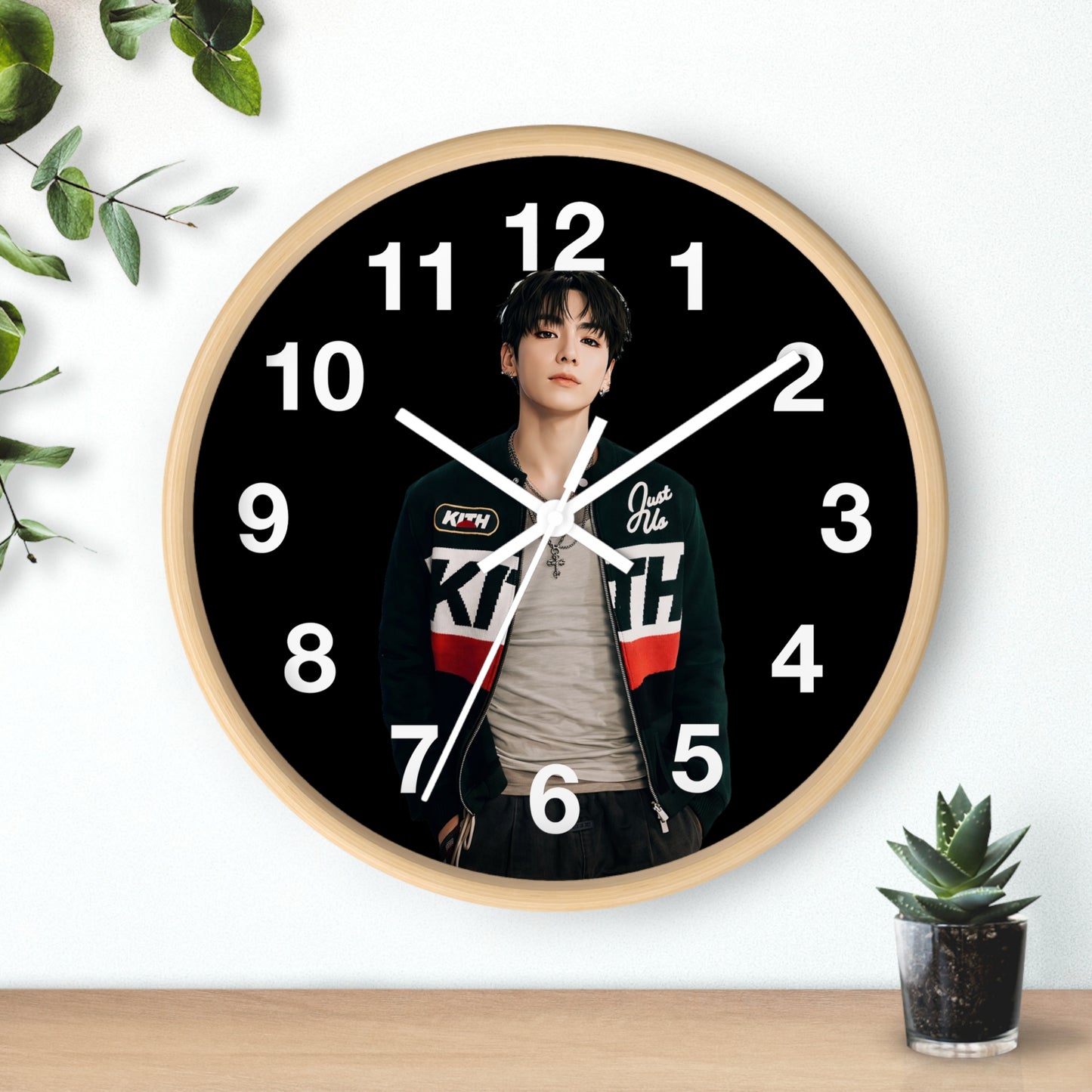 K-Pop Love & Peace Wall Clock, Boho Home Decor, Unique Gift for Music Lovers, Eco-Friendly Wall Art, Perfect for Birthdays & Anniversaries