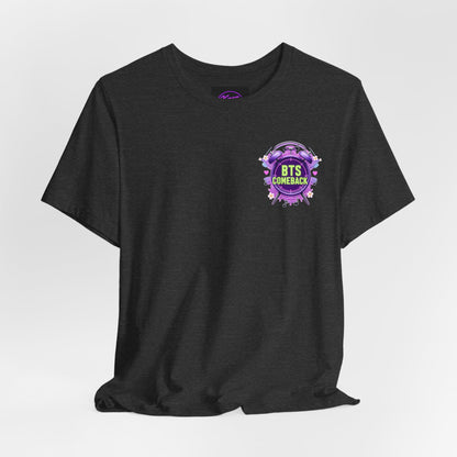 BTS Comeback T-Shirt — K-Pop Fan Tee (Purple Alarm Design)