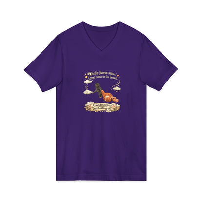 Hug for Punch! Cute Hedgehog & Lion Graphic V-Neck Tee — "Abandoned But Loved"