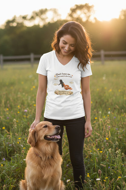 Hug for Punch! Cute Hedgehog & Lion Graphic V-Neck Tee — "Abandoned But Loved"