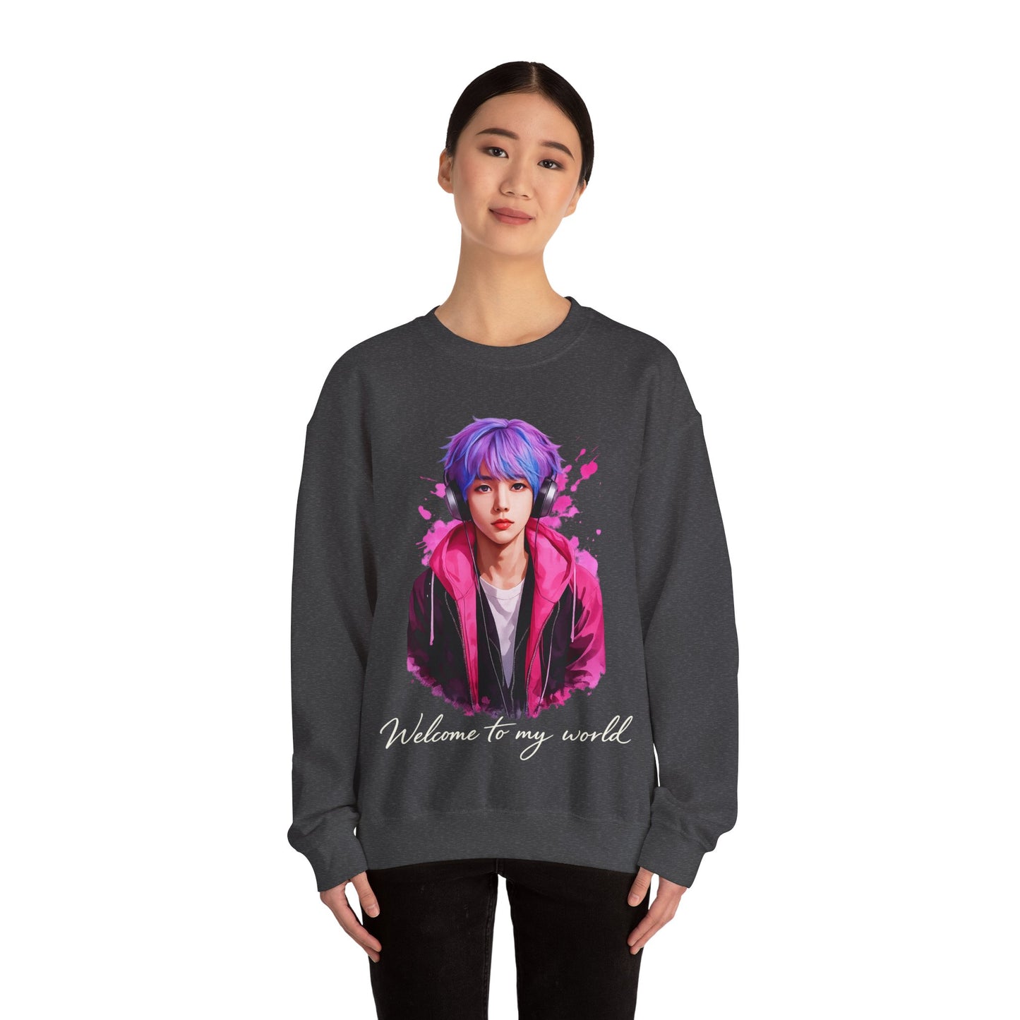 Welcome To My World Crewneck Sweatshirt — Artistic Portrait Graphic
