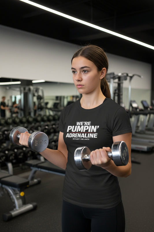 Women’s Tee “We’re Pumpin’ Adrenaline” a°t°i°n°y