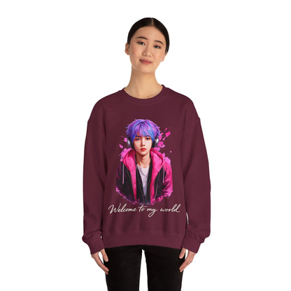 Welcome To My World Crewneck Sweatshirt — Artistic Portrait Graphic
