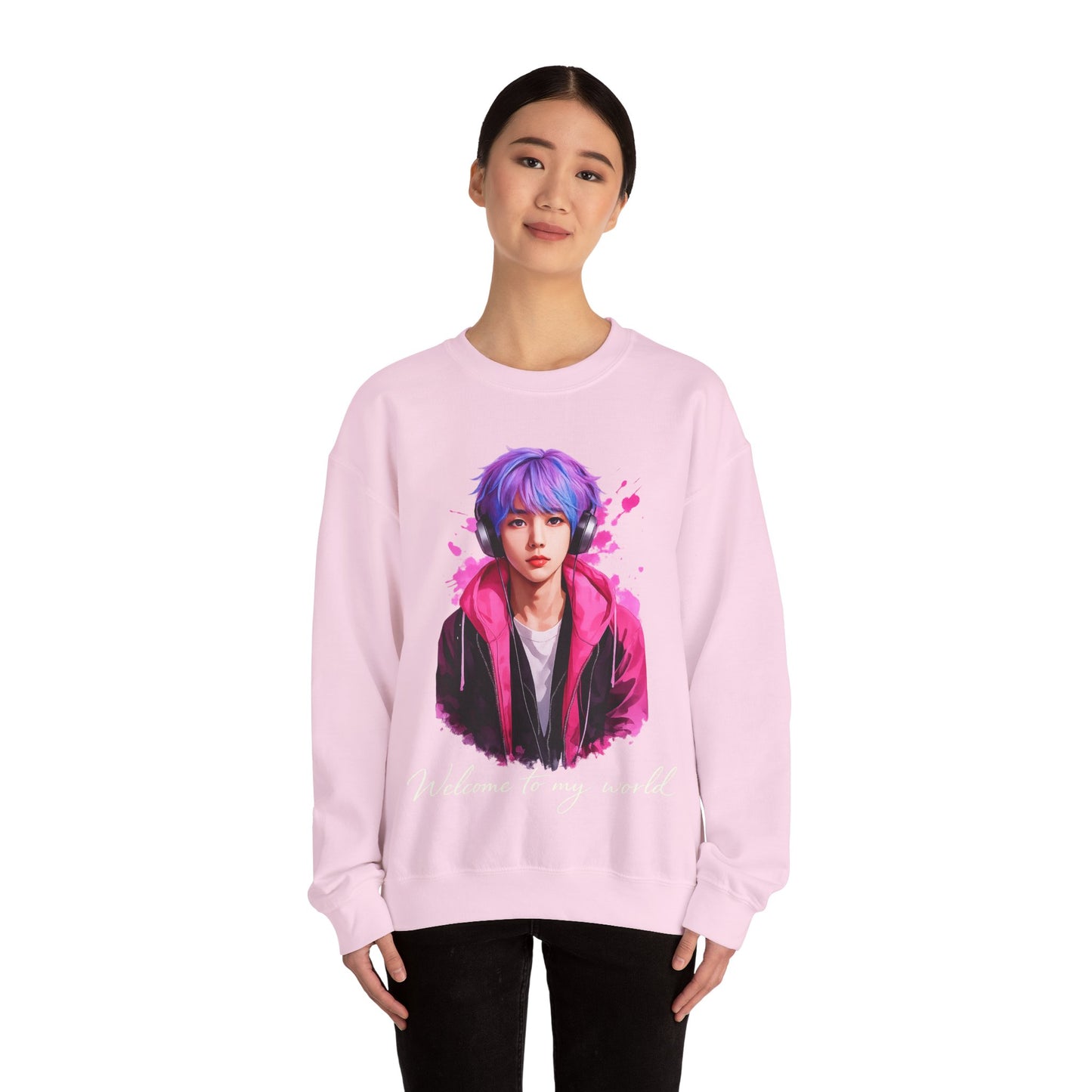 Welcome To My World Crewneck Sweatshirt — Artistic Portrait Graphic