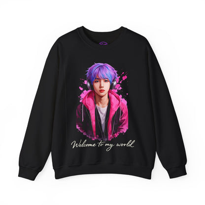 Welcome To My World Crewneck Sweatshirt — Artistic Portrait Graphic