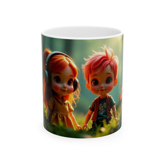 Playful Friendship Ceramic Mug | Cute Character Design
