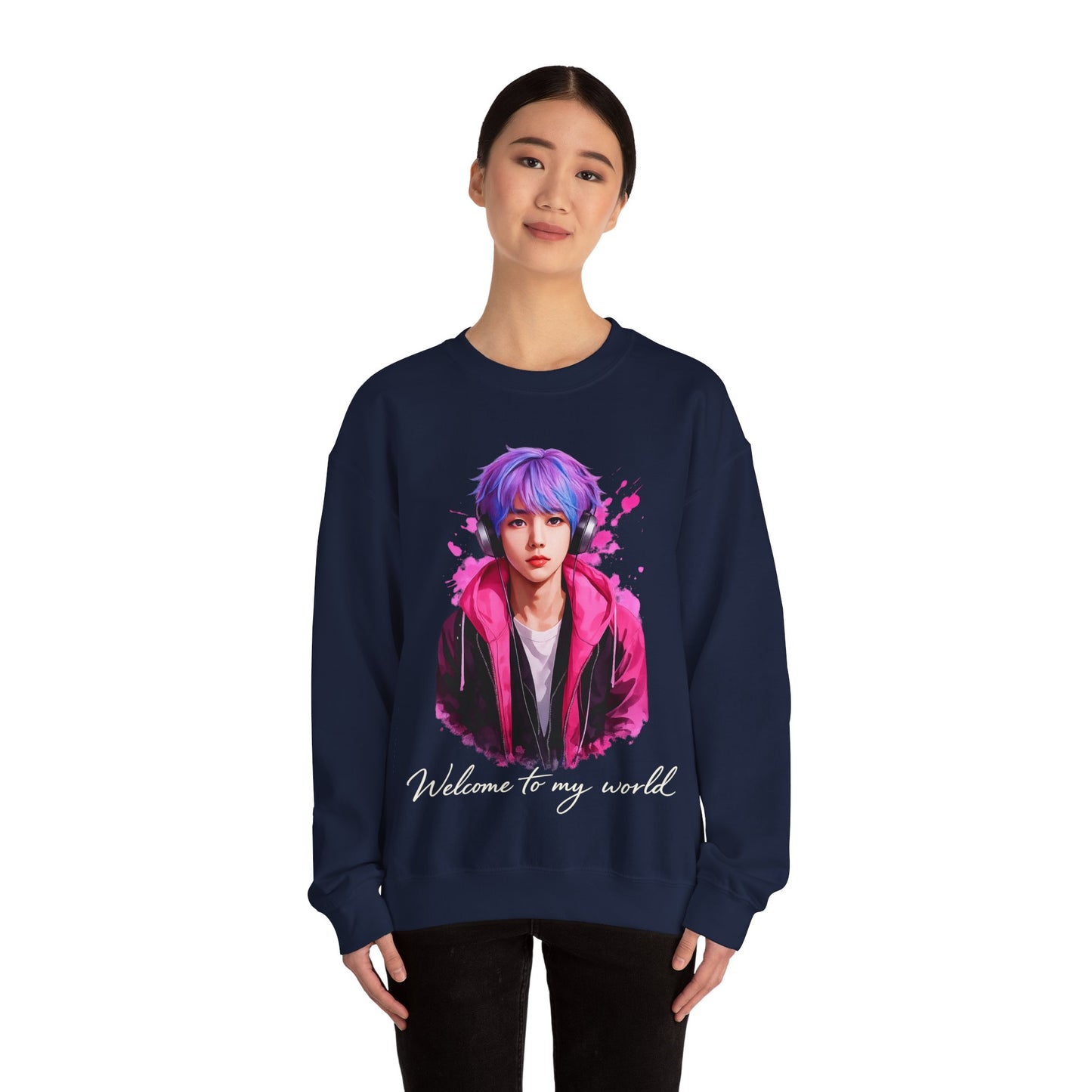 Welcome To My World Crewneck Sweatshirt — Artistic Portrait Graphic