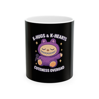 Kawaii Ceramic Mug - Cute K-Hugs & K-Hearts, Perfect for Gifts, Coffee Lovers, Birthdays