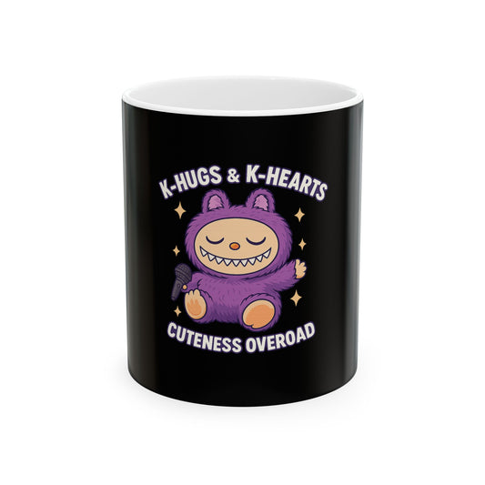 Kawaii Ceramic Mug - Cute K-Hugs & K-Hearts, Perfect for Gifts, Coffee Lovers, Birthdays