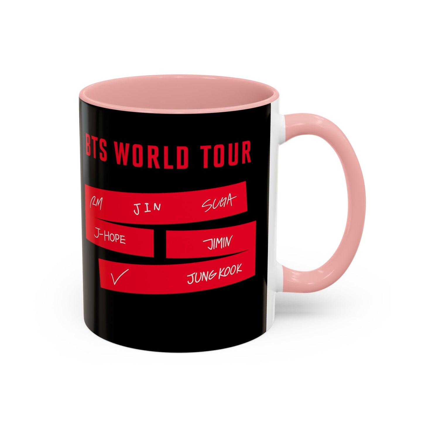 BTS World Tour Accent Coffee Mug – Member Name Red Strips (11/15oz)