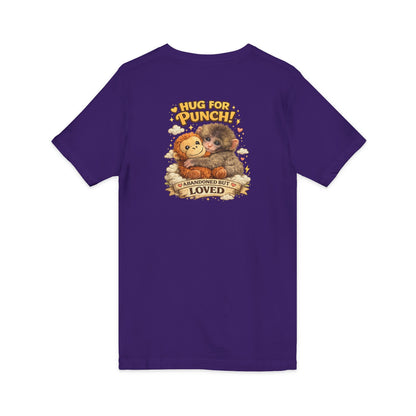Hug for Punch! Cute Hedgehog & Lion Graphic V-Neck Tee — "Abandoned But Loved"