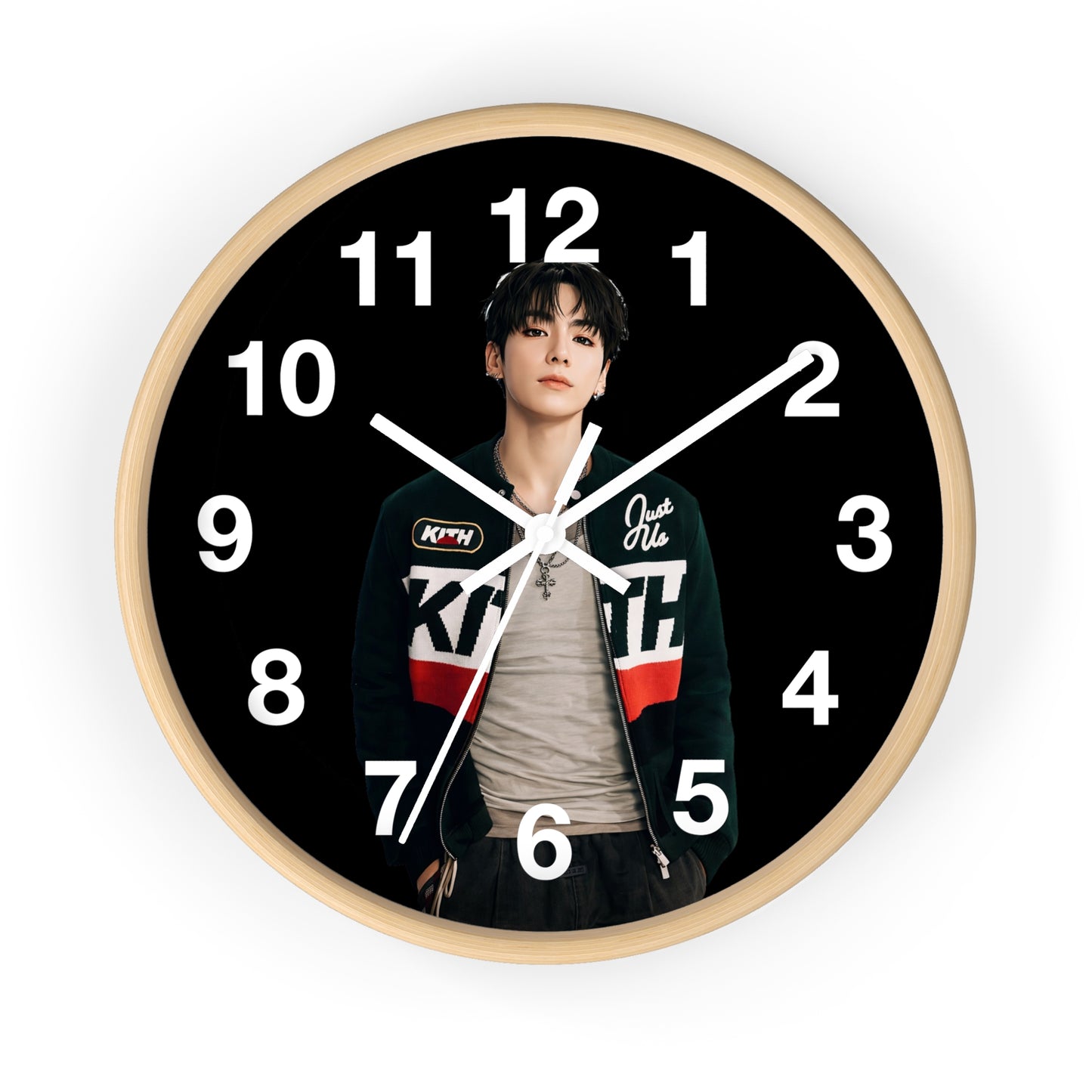 K-Pop Love & Peace Wall Clock, Boho Home Decor, Unique Gift for Music Lovers, Eco-Friendly Wall Art, Perfect for Birthdays & Anniversaries