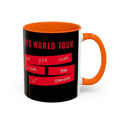BTS World Tour Accent Coffee Mug – Member Name Red Strips (11/15oz)