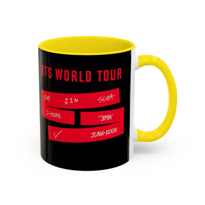BTS World Tour Accent Coffee Mug – Member Name Red Strips (11/15oz)