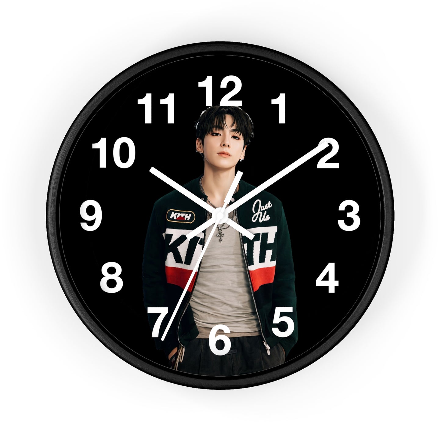 K-Pop Love & Peace Wall Clock, Boho Home Decor, Unique Gift for Music Lovers, Eco-Friendly Wall Art, Perfect for Birthdays & Anniversaries