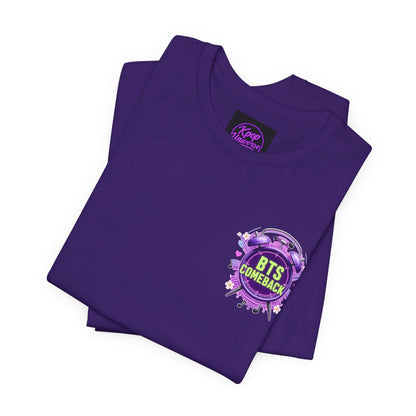 BTS Comeback T-Shirt — K-Pop Fan Tee (Purple Alarm Design)