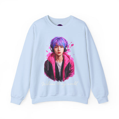 Welcome To My World Crewneck Sweatshirt — Artistic Portrait Graphic