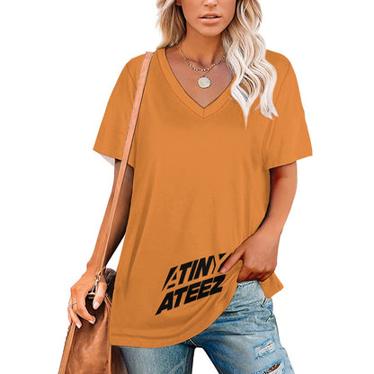 *PROMO*New V Neck Short-sleeve Women Shirt Printed ATİNY,A*T*E*E*Z