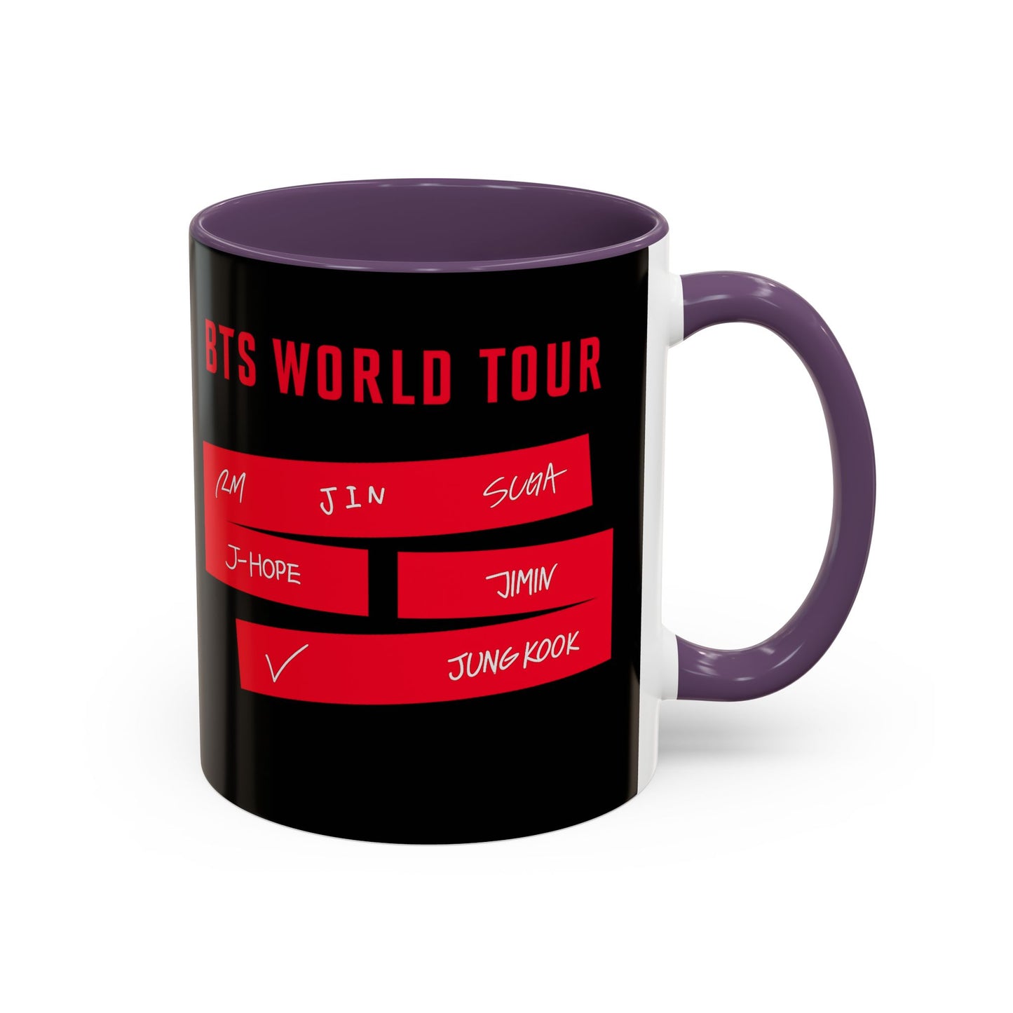 BTS World Tour Accent Coffee Mug – Member Name Red Strips (11/15oz)