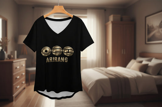 PROMO‼️New V Neck Short-sleeve Women Shirt Printed ARIRANG