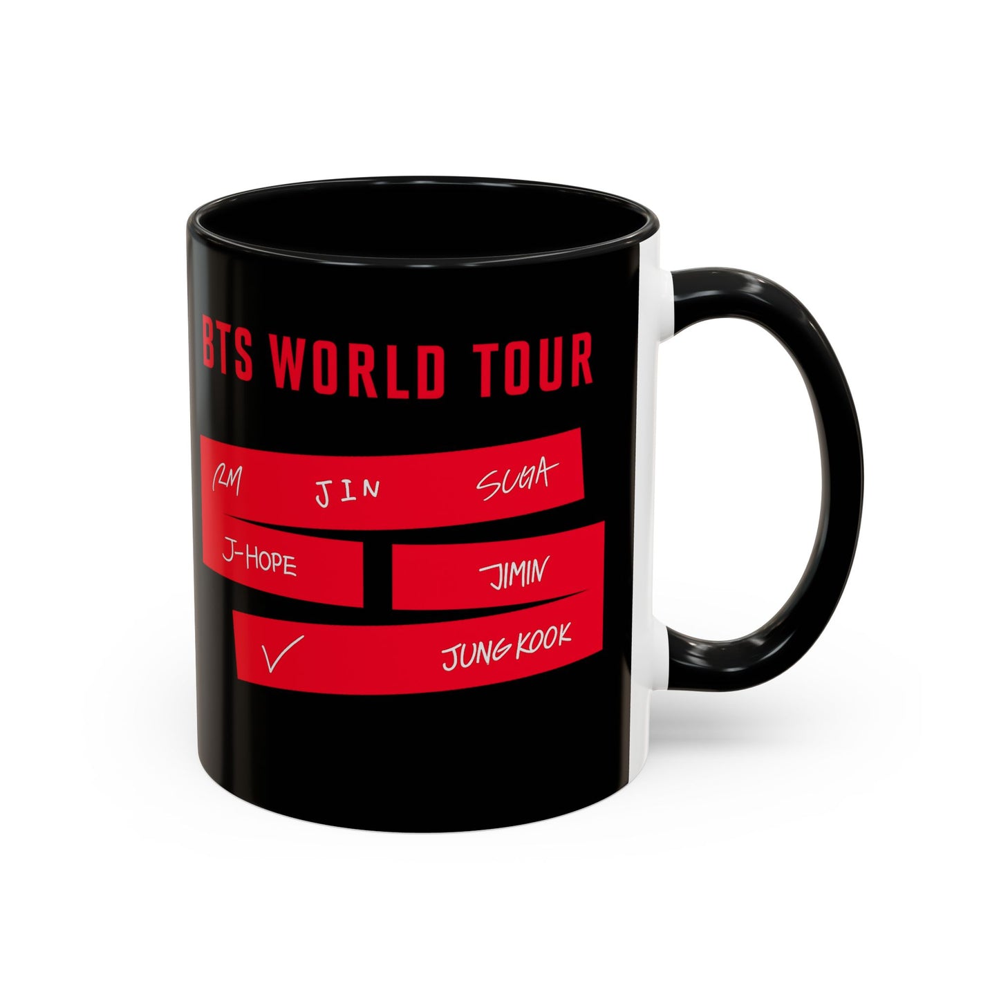 BTS World Tour Accent Coffee Mug – Member Name Red Strips (11/15oz)