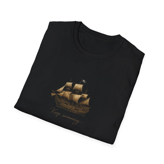 Vintage Sailing Ship T-Shirt — "Keep swimming" Nautical Graphic Tee
