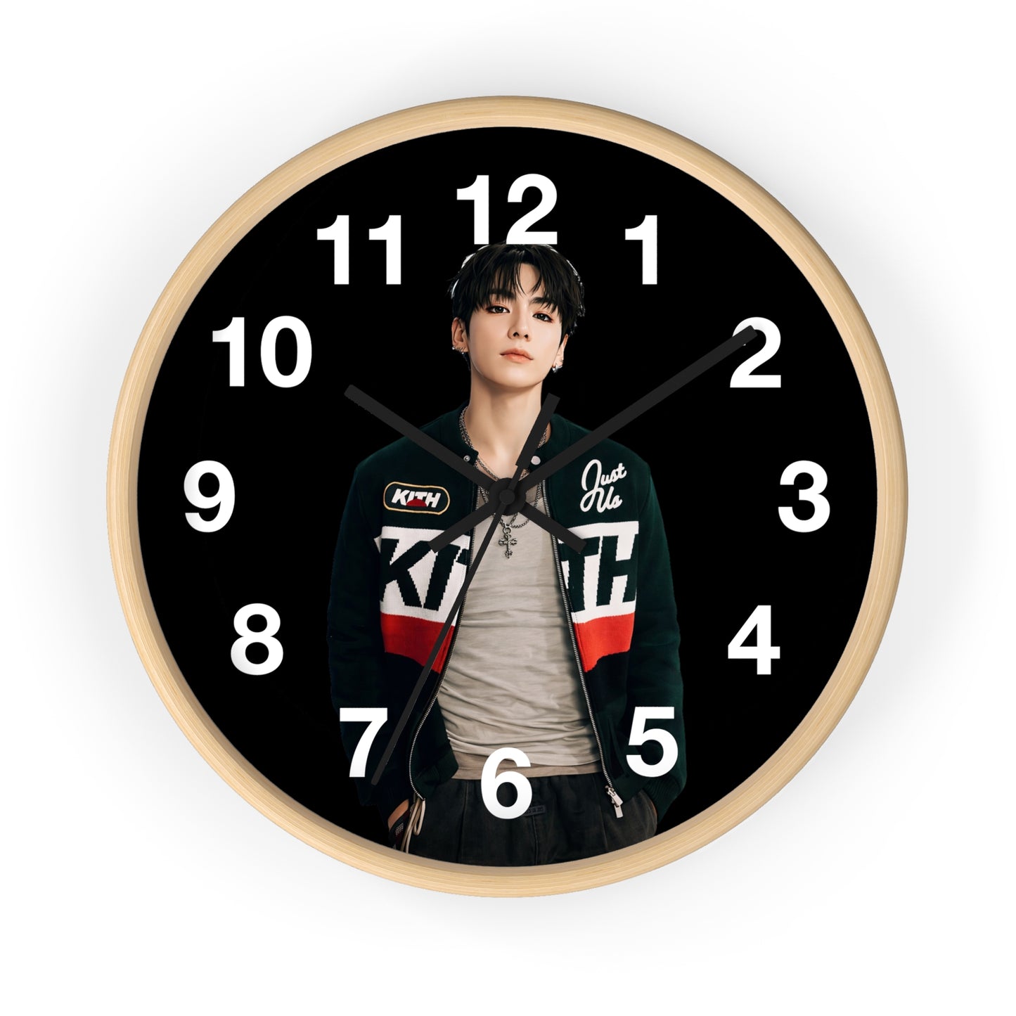 K-Pop Love & Peace Wall Clock, Boho Home Decor, Unique Gift for Music Lovers, Eco-Friendly Wall Art, Perfect for Birthdays & Anniversaries