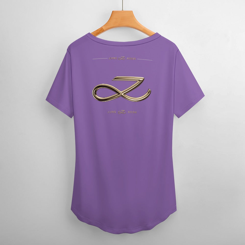 PROMO ‼️New V Neck Short-sleeve Women Shirt Printed (Violet)