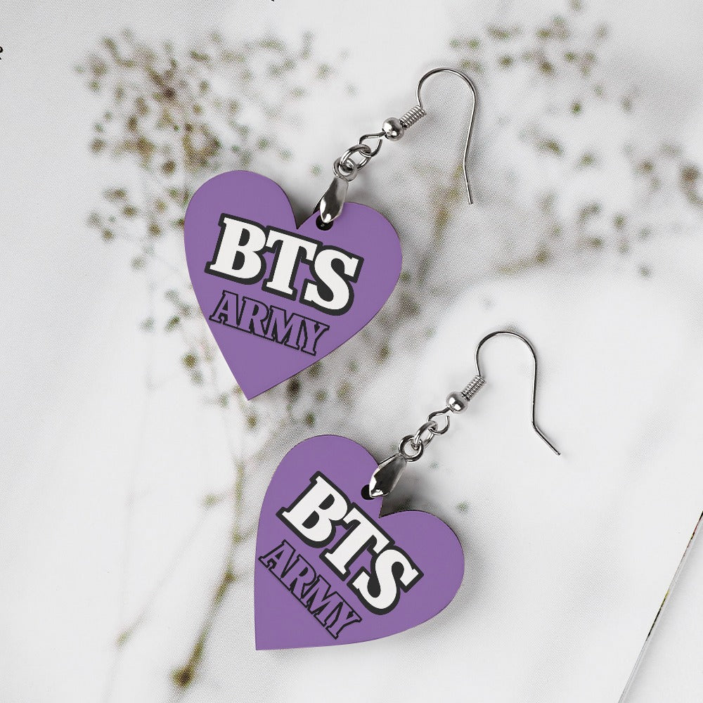PROMO ‼️Wooden earrings pendant  BTSarmy