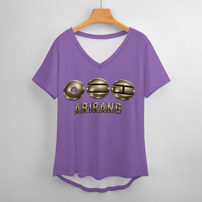 PROMO ‼️New V Neck Short-sleeve Women Shirt Printed (Violet)