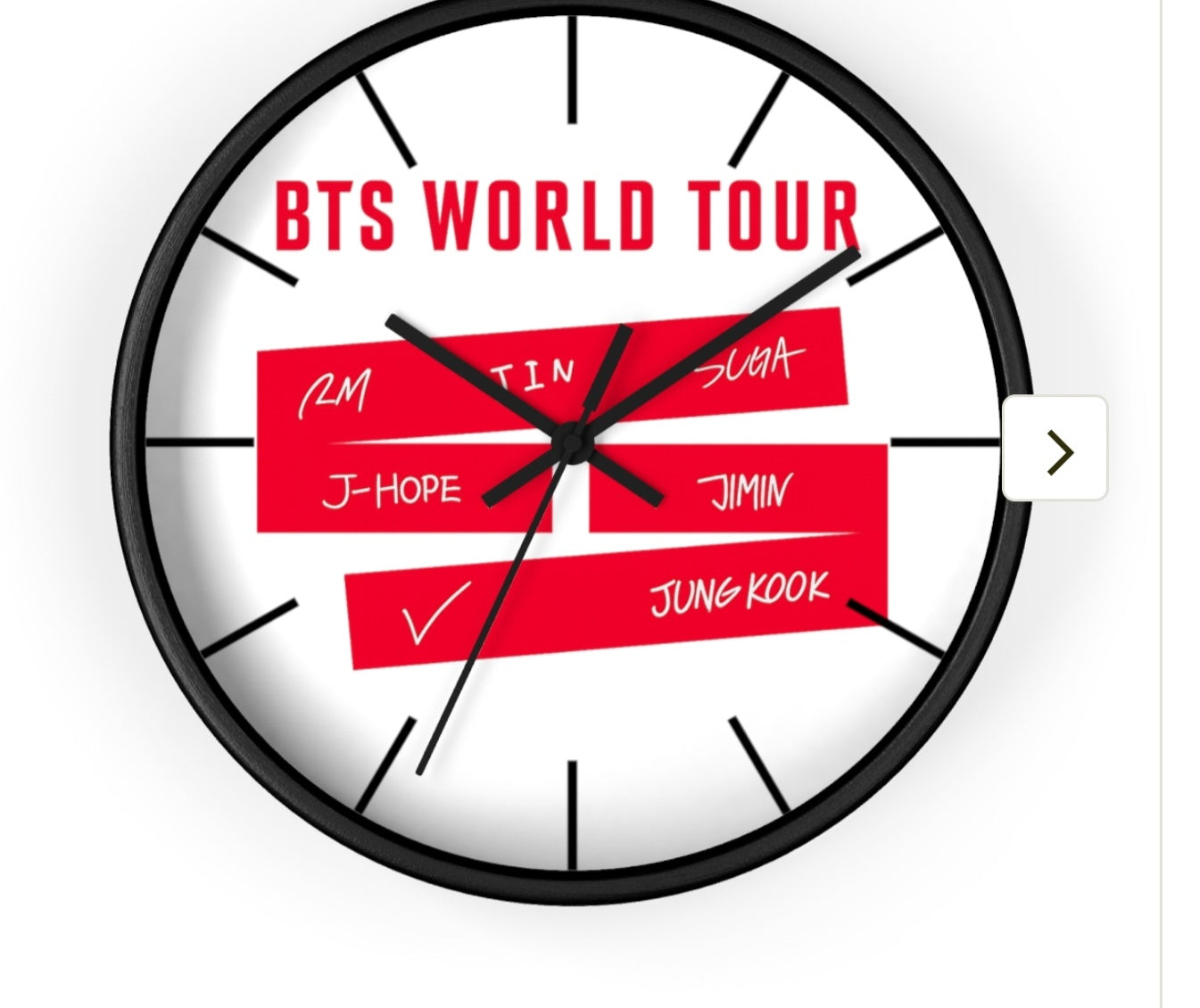 BTS World Tour Wall Clock — Red Name Tag Design
