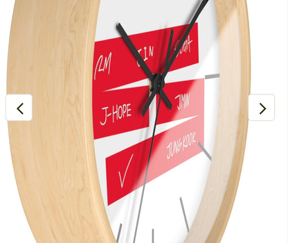 BTS World Tour Wall Clock — Red Name Tag Design