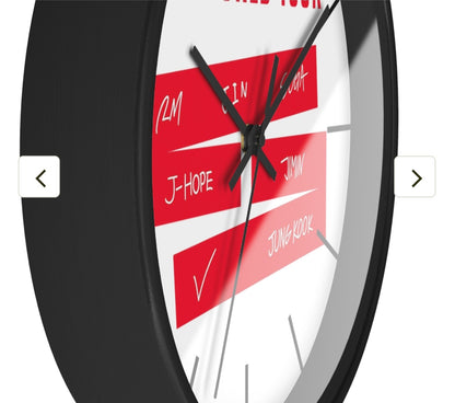 BTS World Tour Wall Clock — Red Name Tag Design